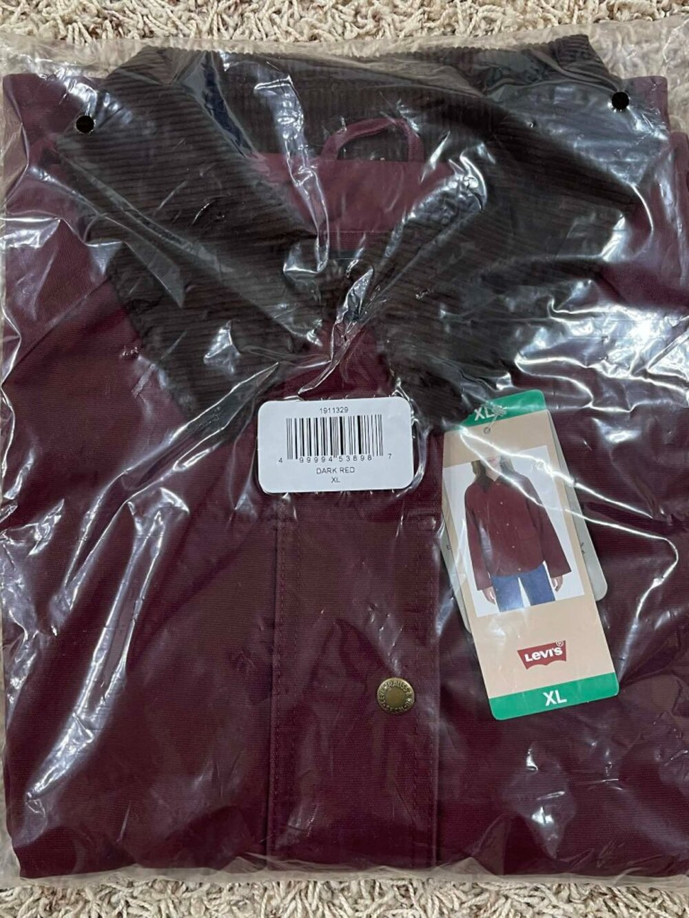 Levi's Women's Shorty Barn Canvas Jacket Dark Red, Size XL (New) - Picture 4 of 16